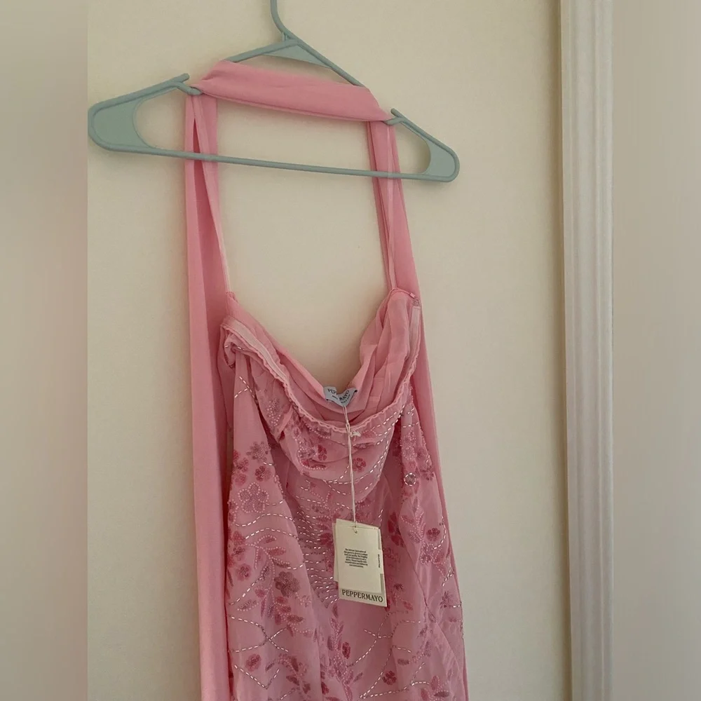Beautiful Peppermayo pink strapless beaded mini scarf dress new with tag - Picture 4 of 6